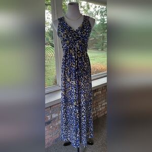 Miss Tina Blue and Cream Maxi Dress M
